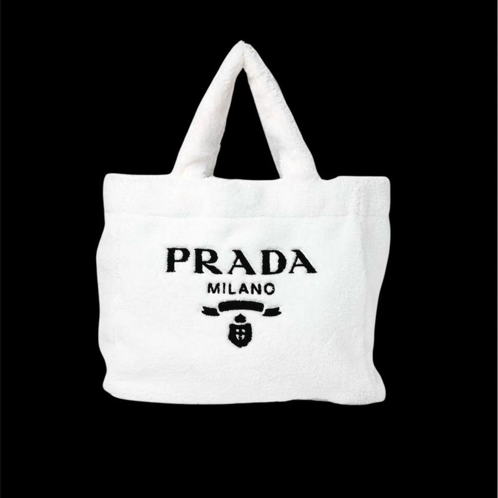 Prada White and Black Terry Tote
